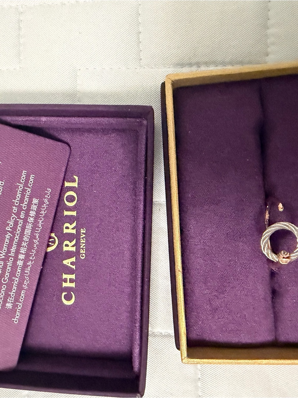 Charriol Two-Tone Cable adjustable Ring in Silver and Rose Gold Accents